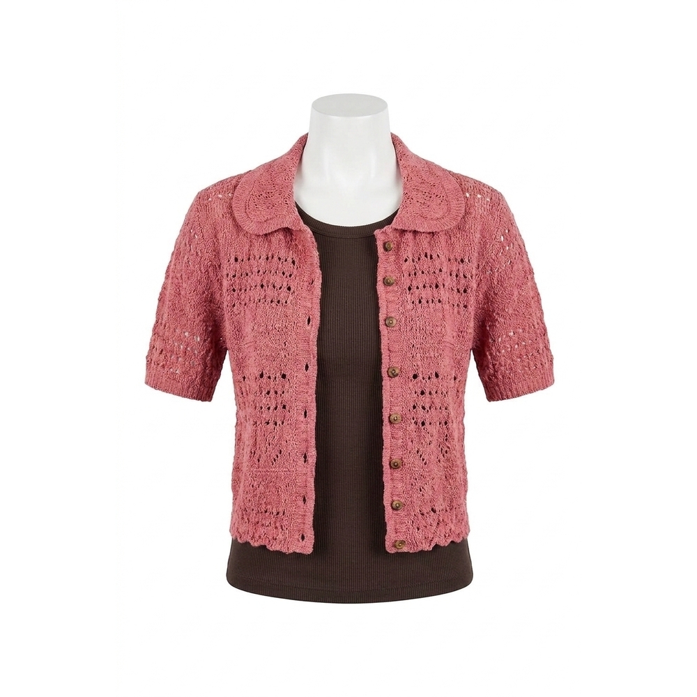NEW FREE PEOPLE daylight short sleeve cardigan in faded rose